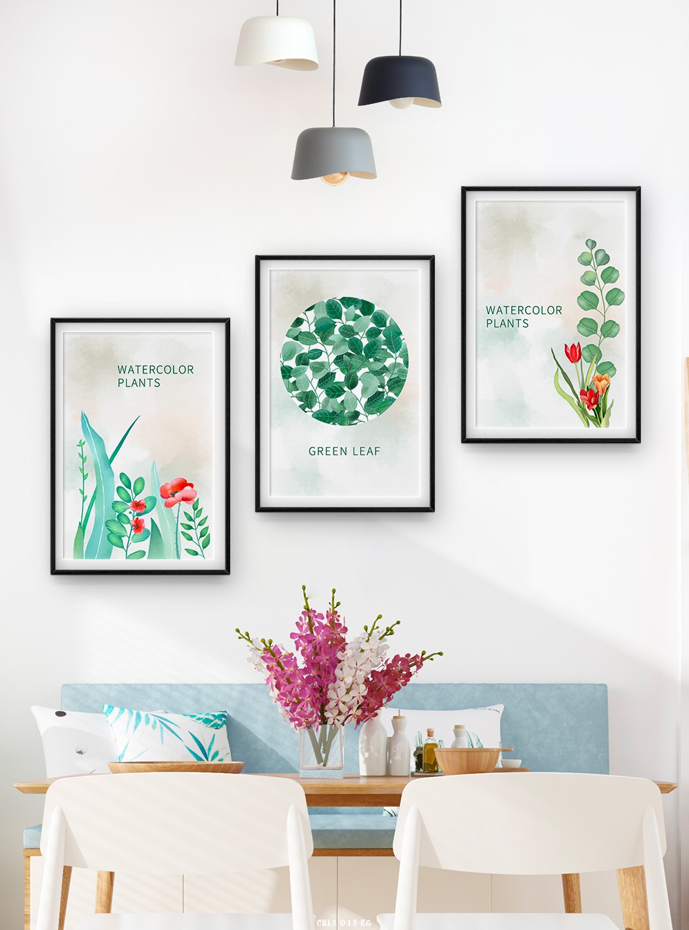 Hoa lá tranh vẽ CHL3-013-KG